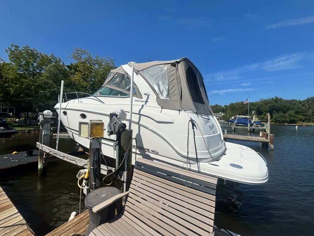 Boat at dock during exterior-care service